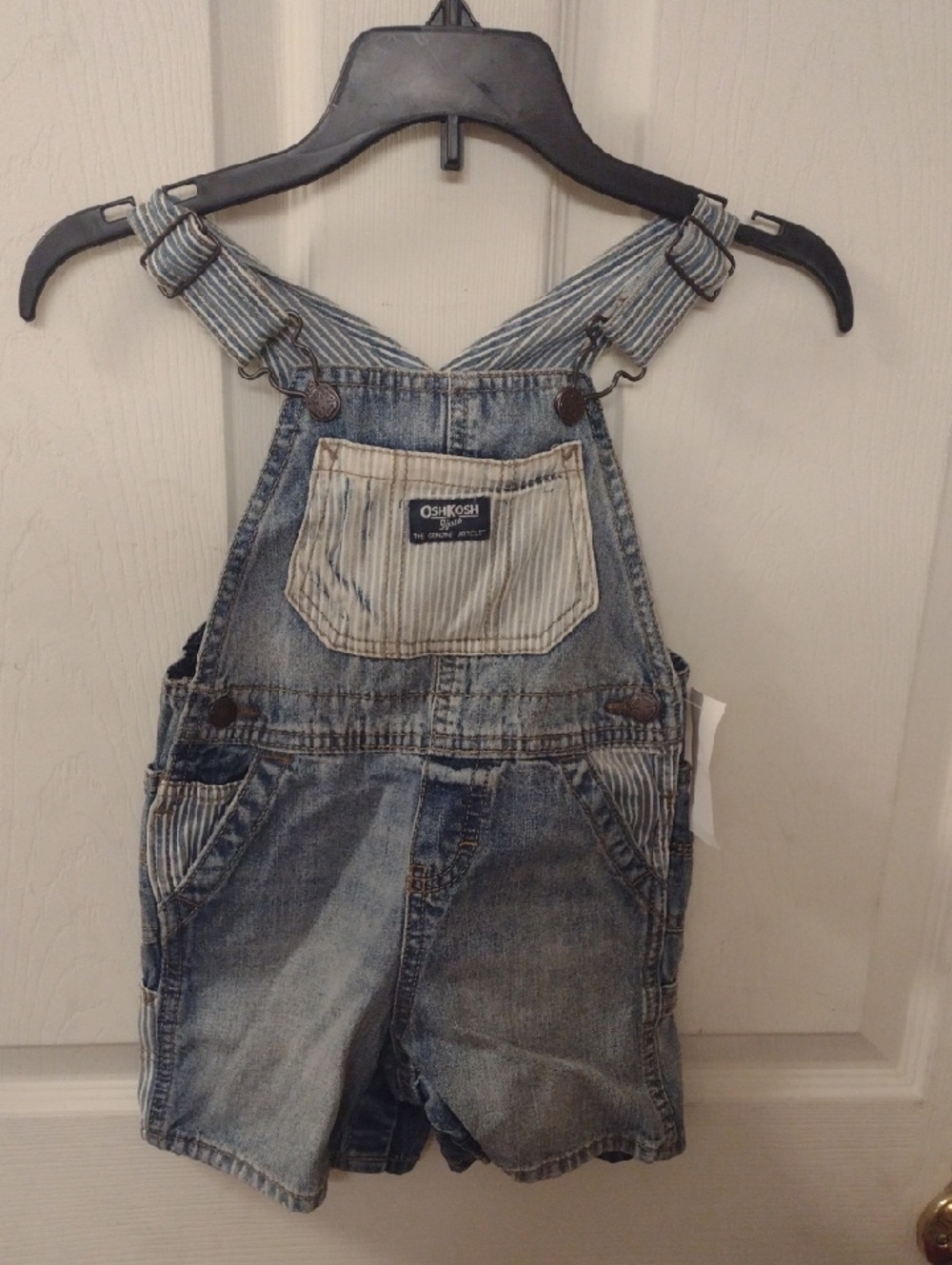 24m OshKosh Denim Shortalls in Light Wash Blue 100% Cotton